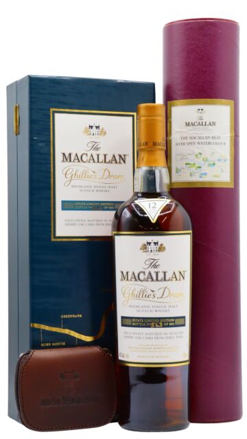 The Macallan - Original Watercolour Print & Ghillie's Dram Single Malt Scotch 1995 12 year old Whisky