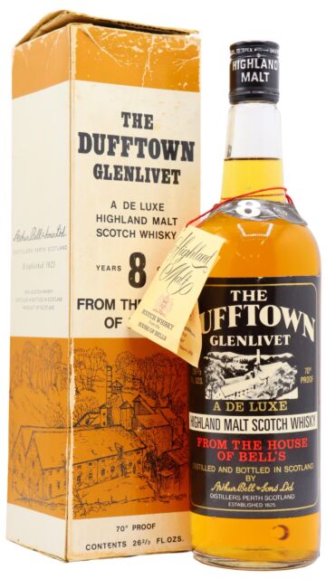 Dufftown - Glenlivet Deluxe Highland Malt Scotch 8 year old Whisky (1970's Bottling)