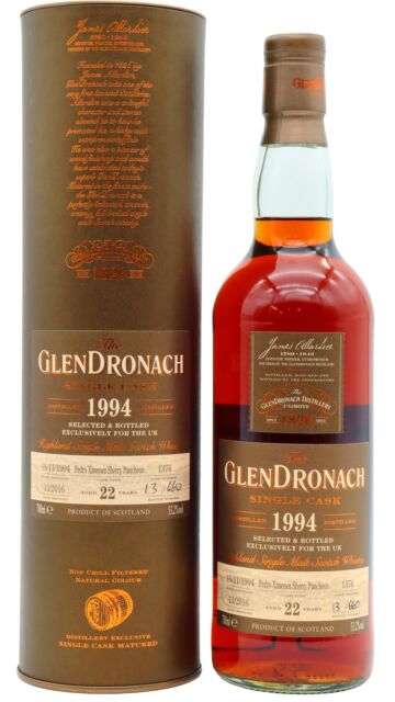Glendronach - Single Pedro Ximenez Sherry Cask #1376 1994 22 year old Whisky (UK Exclusive)