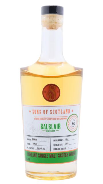 Balblair - Stirling Distillery - Sons Of Scotland Single Bourbon Cask #404182 2014 10 year old Whisky