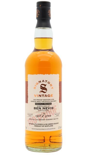 Ben Nevis - Signatory Vintage 100 Proof Batch #75 Heavily Peated Single Malt Scotch 2019 7 year old Whisky