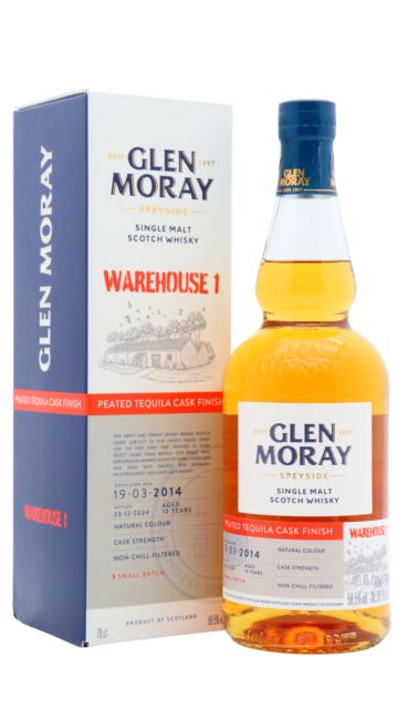 Glen Moray - Warehouse 1 Peated Tequila Finish Cask Strength Speyside Single Malt Scotch 2014 Whisky
