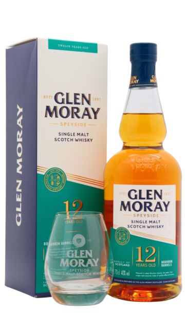 Glen Moray - Elgin Heritage Speyside Single Malt Scotch 12 year old Whisky (Includes Branded Glass)