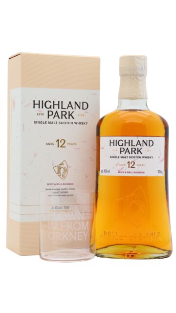 Highland Park - Single Malt Scotch 12 year old Whisky (Includes Branded Glass)
