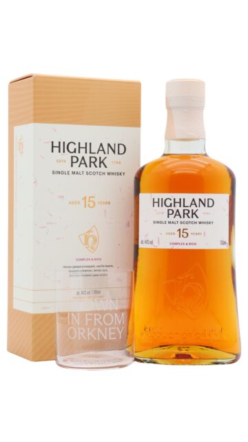 Highland Park - Single Malt Scotch 15 year old Whisky (Includes Branded Glass)
