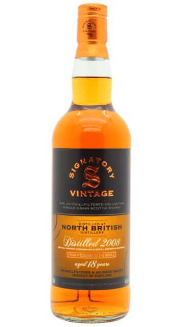 North British - Signatory Vintage Un-Chillfiltered Collection Single Grain Scotch 2008 18 year old Whisky