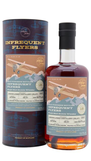 Undisclosed Islay - Infrequent Flyers Single Oloroso Sherry Cask #807402 2011 18 year old Whisky