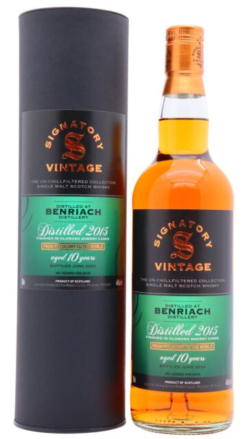 Benriach - Signatory Vintage Un-Chillfiltered Collection Single Malt Scotch 2015 10 year old Whisky