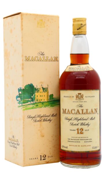 The Macallan - Single Highland Malt Scotch 12 year old Whisky (1 Litre) (1990's Bottling)
