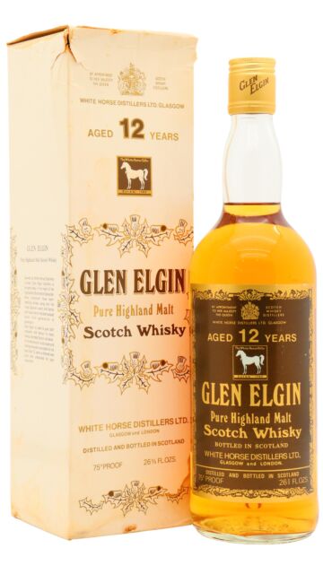 Glen Elgin - White Horse Pure Highland Malt Scotch 12 year old Whisky (1970's Bottling)