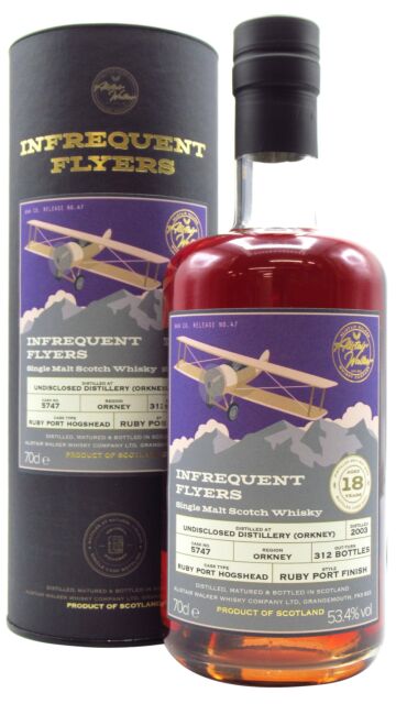 Undisclosed Orkney - Infrequent Flyers Single Ruby Port Cask #5747 2003 18 year old Whisky