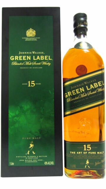 Johnnie Walker - Green Label Blended Scotch 15 year old Whisky (1 Litre)