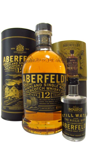Aberfeldy - Highland Single Malt Scotch 12 year old Whisky Uisge Source Water Gift Pack