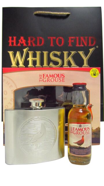 Famous Grouse - Blended Scotch Whisky Miniature & Hip Flask Gift Pack