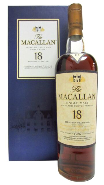 The Macallan - 2004 Release Sherry Oak Highland Single Malt Scotch 1986 18 year old Whisky (Version #2) (Large Gift Box)