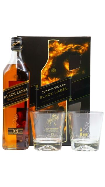 Johnnie Walker - Black Label 200th Anniversary Blended Scotch Whisky Glass Pack