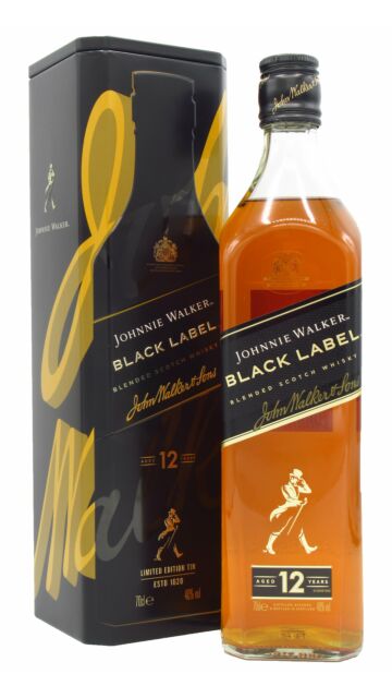 Johnnie Walker - Black Label Blended Scotch 12 year old Whisky & Gift Tin