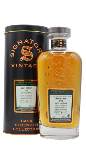 Glenrothes - Signatory Vintage Cask Strength Collection Single Malt Scotch 1996 25 year old Whisky