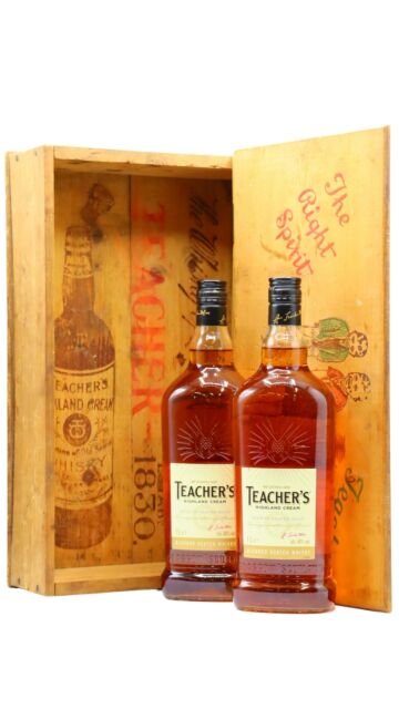 Teacher's - Vintage Wooden Box & Highland Cream Blended Scotch Whisky