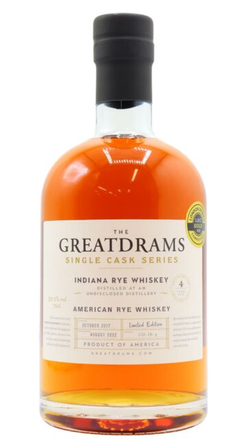 Indiana Rye - Great Drams Rare Cask American Rye 2017 4 year old Whiskey