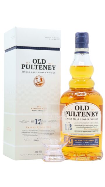Old Pulteney - Single Malt Scotch 12 year old Whisky (Includes Glencairn Glass)