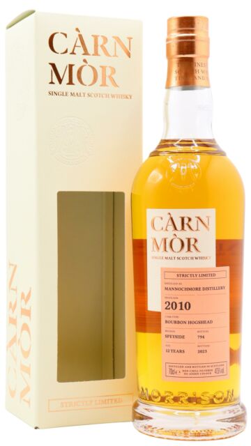 Mannochmore - Carn Mor Strictly Limited Bourbon Cask Finish Single Malt Scotch 2010 12 year old Whisky