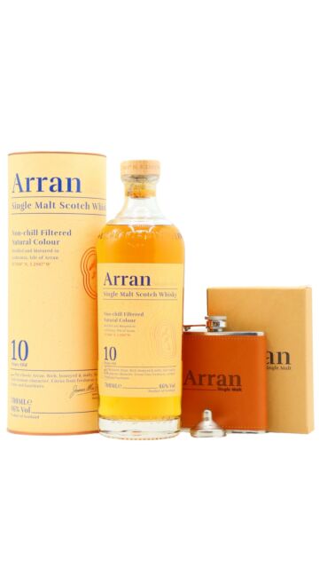 Arran - Single Malt Scotch 10 year old Whisky (Includes Hip Flask)