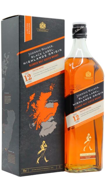 Johnnie Walker - Black Label Highlands Origin Blended Scotch 12 year old Whisky (1 Litre)
