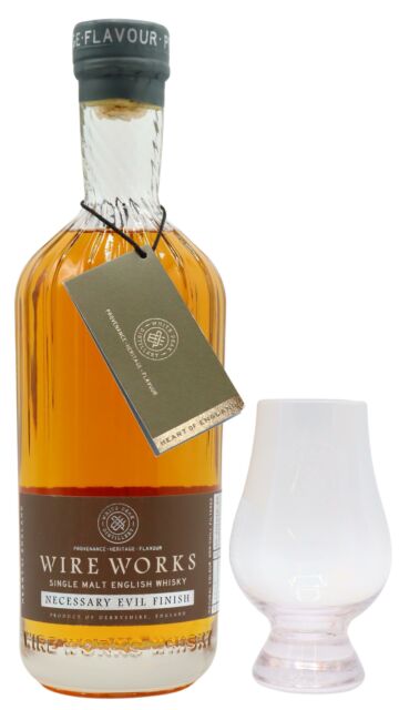 White Peak - Wire Works - Necessary Evil English Single Malt Whisky (Includes Glencairn Glass)