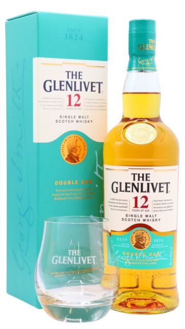 Glenlivet - Speyside Single Malt Scotch 12 year old Whisky (Includes Branded Glass)