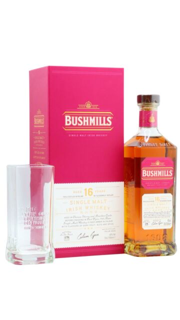 Bushmills - Irish Single Malt 16 year old Whiskey (Includes Highball Glass)