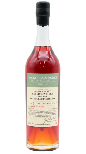 Cotswolds - Nickolls & Perks - Single Ruby Port Cask #1355 2017 7 year old Whisky