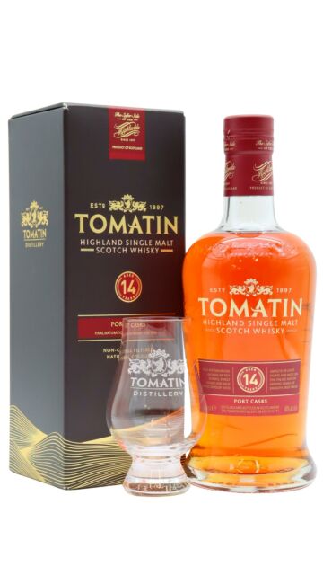 Tomatin - Tawny Port Finish Highland Single Malt Scotch 14 year old Whisky (Includes Glencairn Glass)
