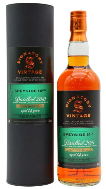 Undisclosed Speyside - (M) Signatory Vintage Small Batch Edition #16 Single Malt Scotch 2010 14 year old Whisky