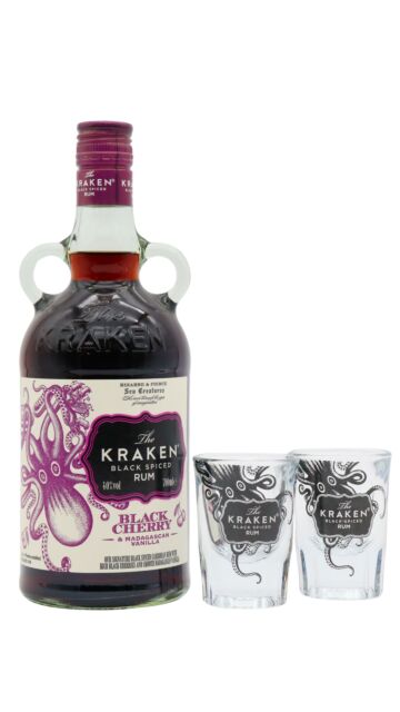 Kraken - Black Cherry & Madagascan Vanilla Black Spiced Rum (Includes Shot Glasses)
