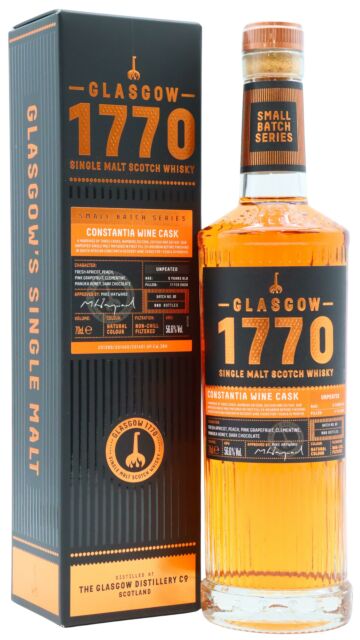Glasgow 1770 - Small Batch Series - Constantia Wine Cask Unpeated Single Malt Scotch 5 year old Whisky