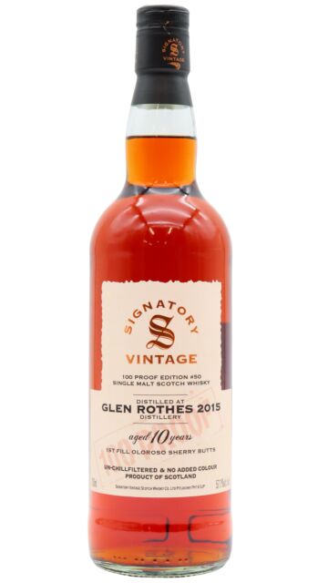 Glenrothes - Signatory Vintage 100 Proof Batch #50 Single Malt Scotch 2015 10 year old Whisky