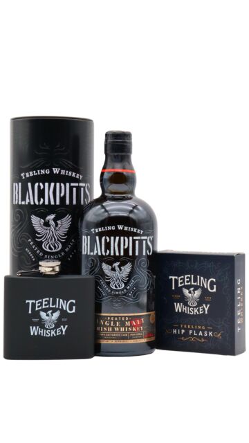 Teeling - Black Pitts Peated Single Malt Irish Whiskey Hip Flask Gift Pack