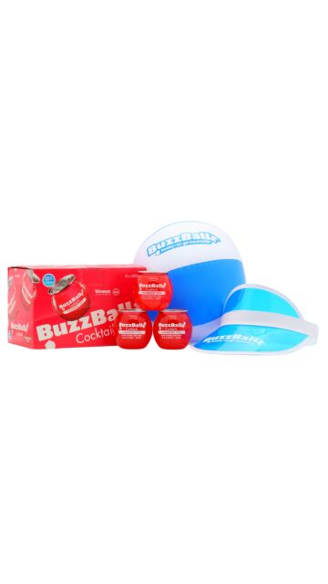 BuzzBallz - Strawberry Rita Cocktail (Includes Beach Ball & Sun Visor) (12 x 20cl)