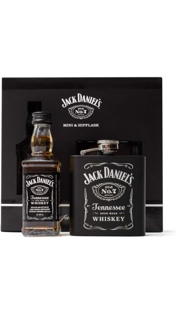 Jack Daniel's - Old No. 7 Tennessee Whiskey Stainless Steel Hip Flask Gift Pack