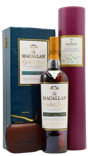 The Macallan - Original Watercolour Print & Ghillie's Dram Single Malt Scotch 1995 12 year old Whisky