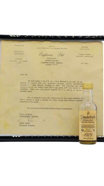 Springbank - Campbeltown Single Malt Scotch 1919 50 year old Whisky Miniature