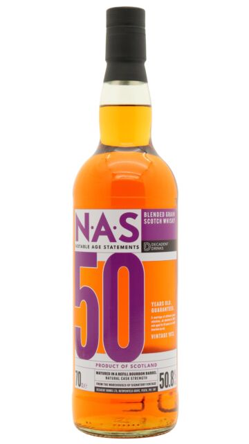 Decadent Drinks - N.A.S Notable Age Statements Blended Grain Scotch 1972 50 year old Whisky