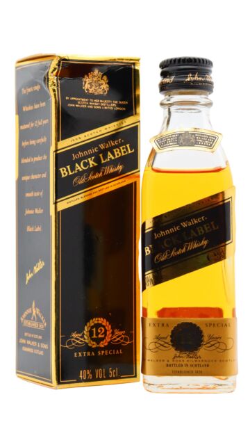 Johnnie Walker - Black Label Blended Scotch 12 year old Whisky Miniature (Old Bottling)