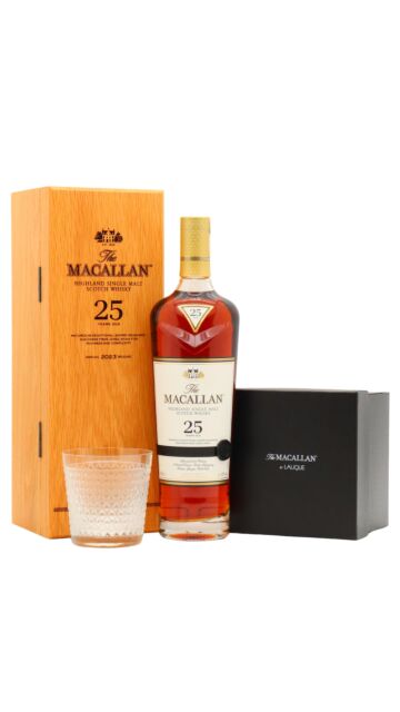 The Macallan - 2023 Release Sherry Oak Highland Single Malt Scotch 25 year old Whisky (Includes Lalique Whisky Tumbler)