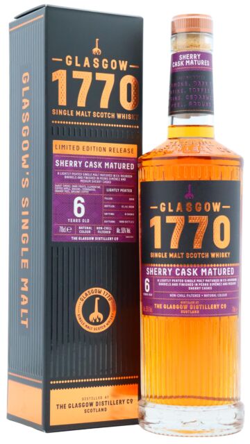 Glasgow 1770 - Sherry Cask Batch #1 Lightly Peated Single Malt Scotch 2019 6 year old Whisky