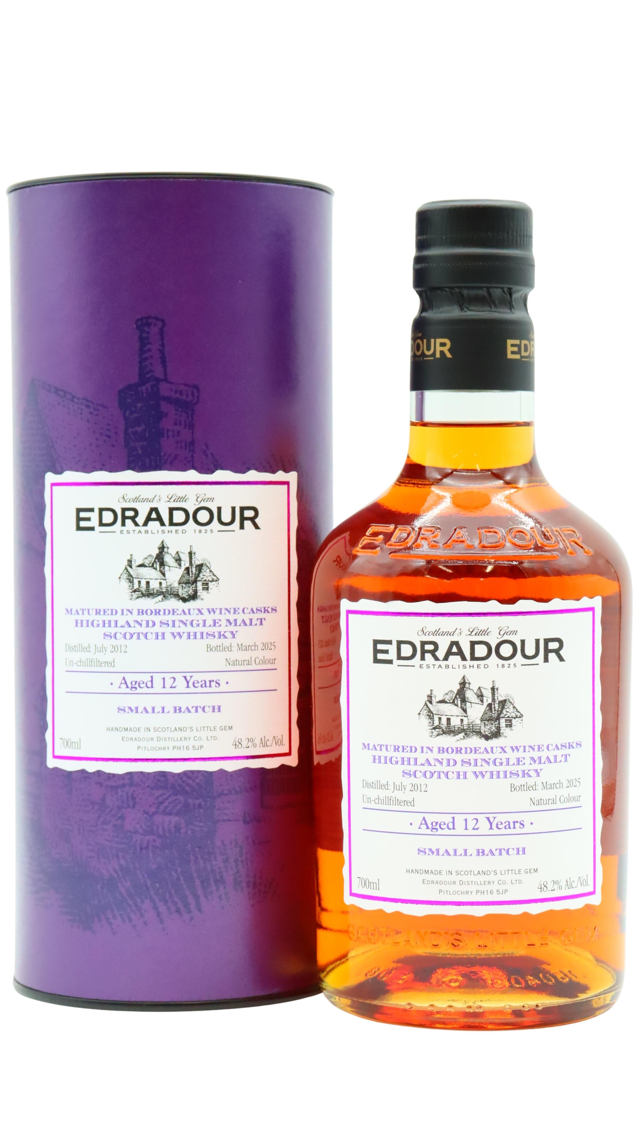 Edradour Bordeaux Small Batch Cask Matured Single Malt Scot 2012 12 Year Old Whisky
