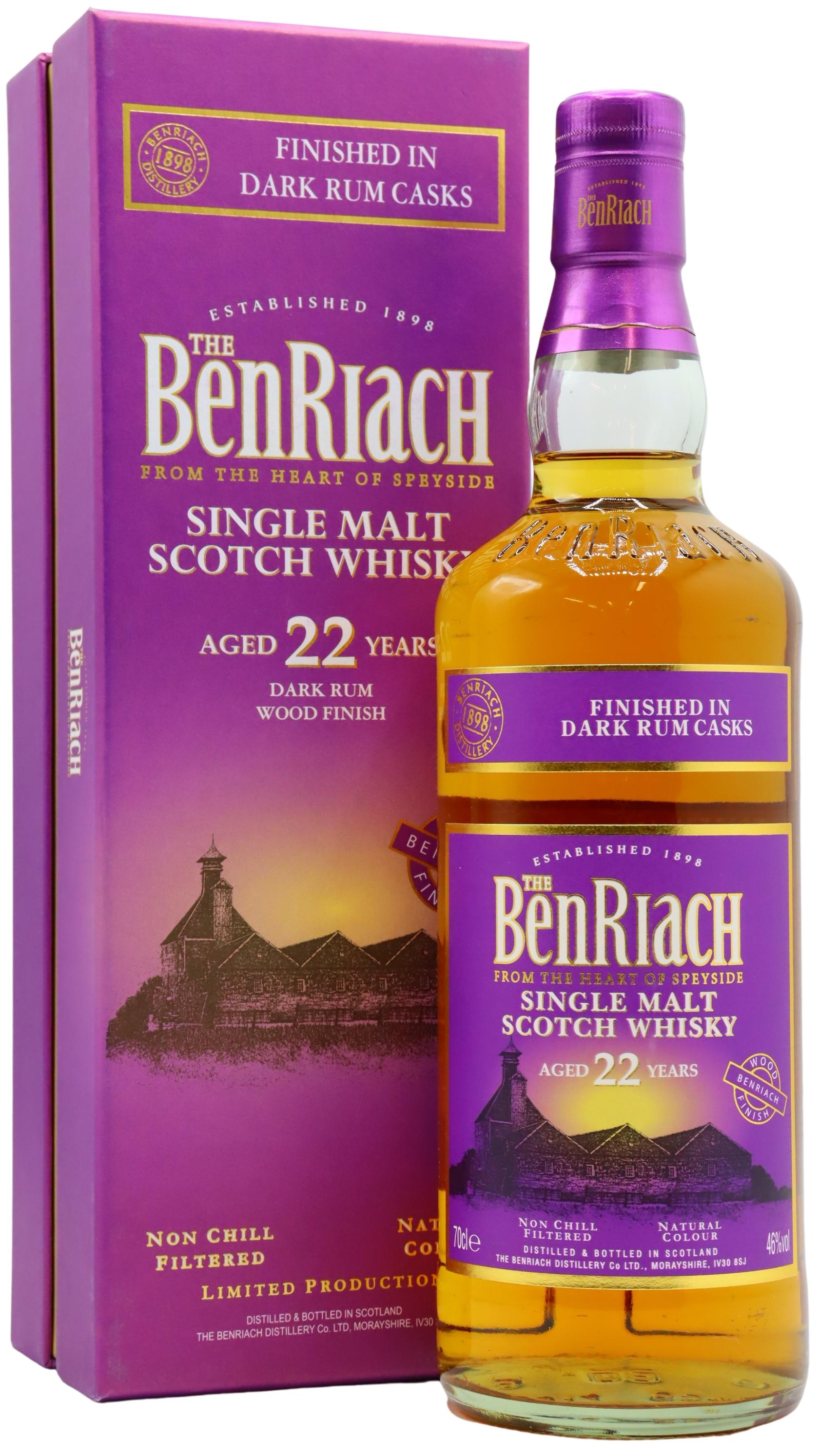 Benriach Dark Rum Cask Finish Single Malt Scotch 22 Year Old Whisky