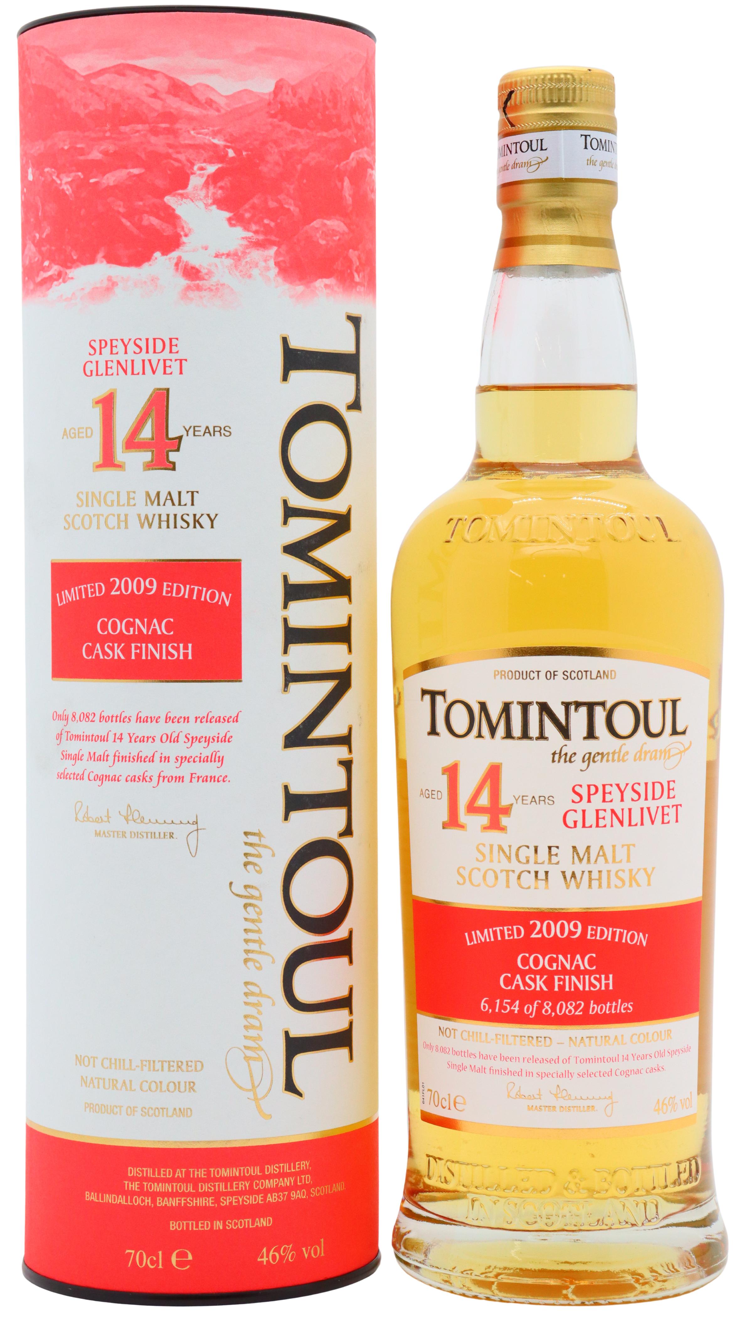 Tomintoul Cognac Cask Finish Speyside Single Malt Scotch 2009 14 Year Old Whisky