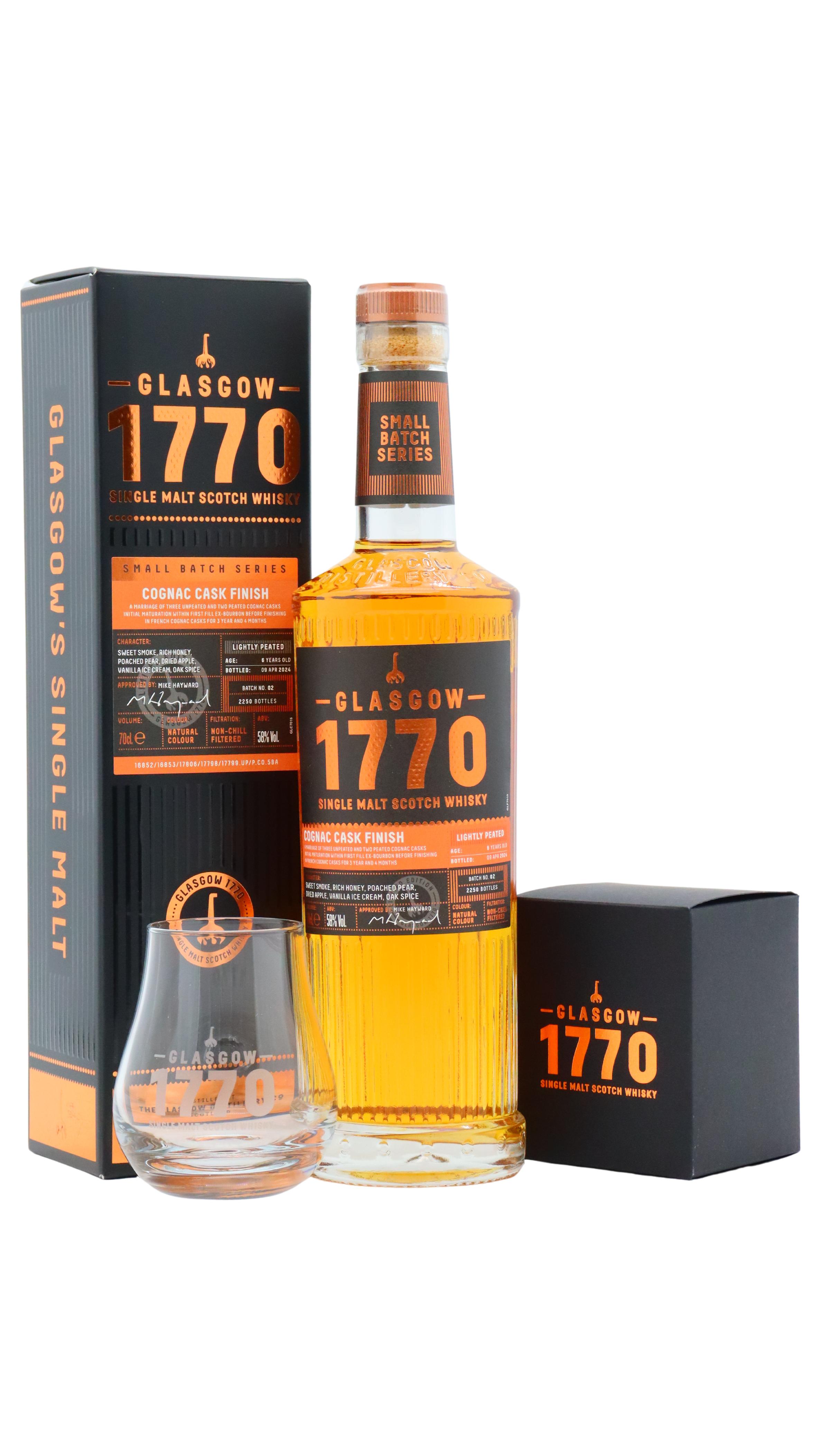 Glasgow 1770 Small Batch Series - Cognac Cask Lightly Peated Si 6 Year Old Whisky